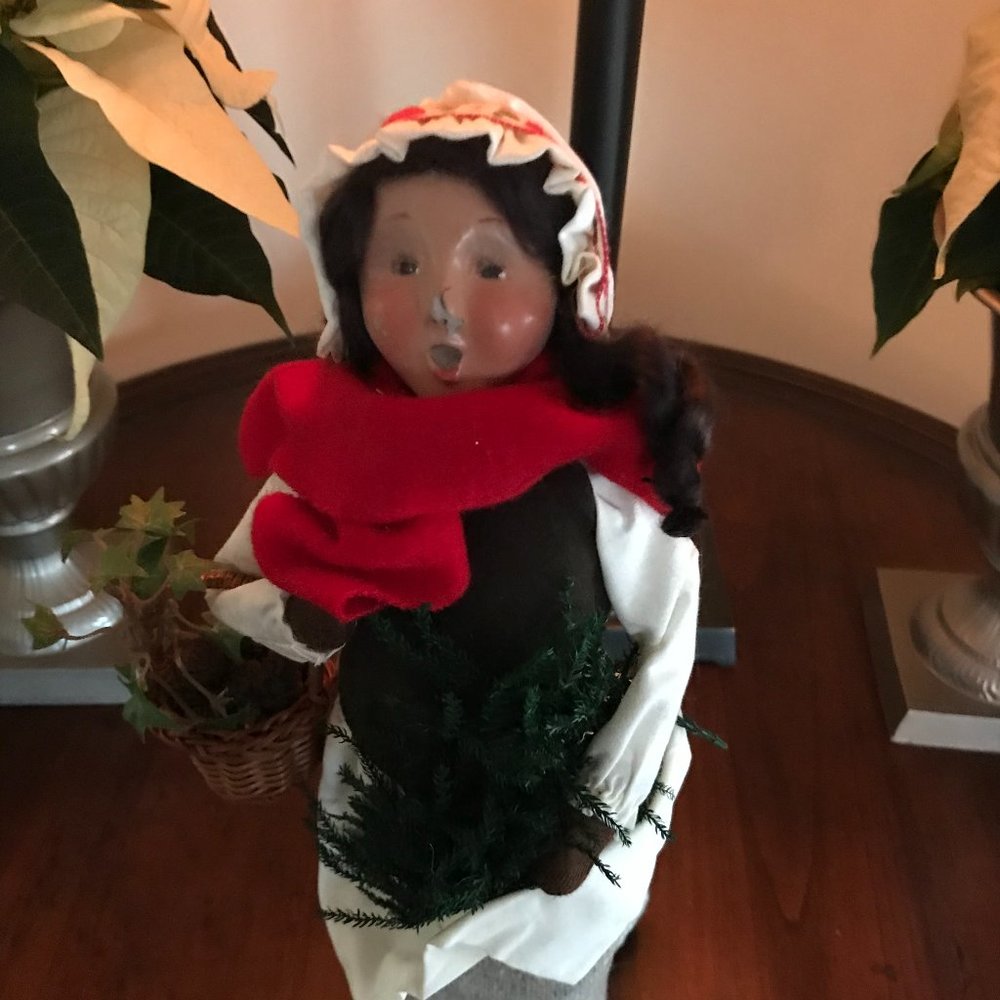 Byers Choice Woman in Bonnet with Basket of Greens